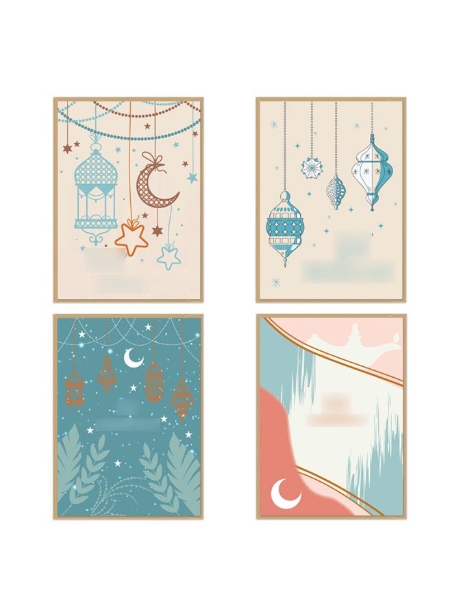 Dreamy Star And Moon Minimalist Style Folded Wishing Card Star Language Wish Card Thank You Card - 12Pcs Card & 12Pcs Envelop - Image 1